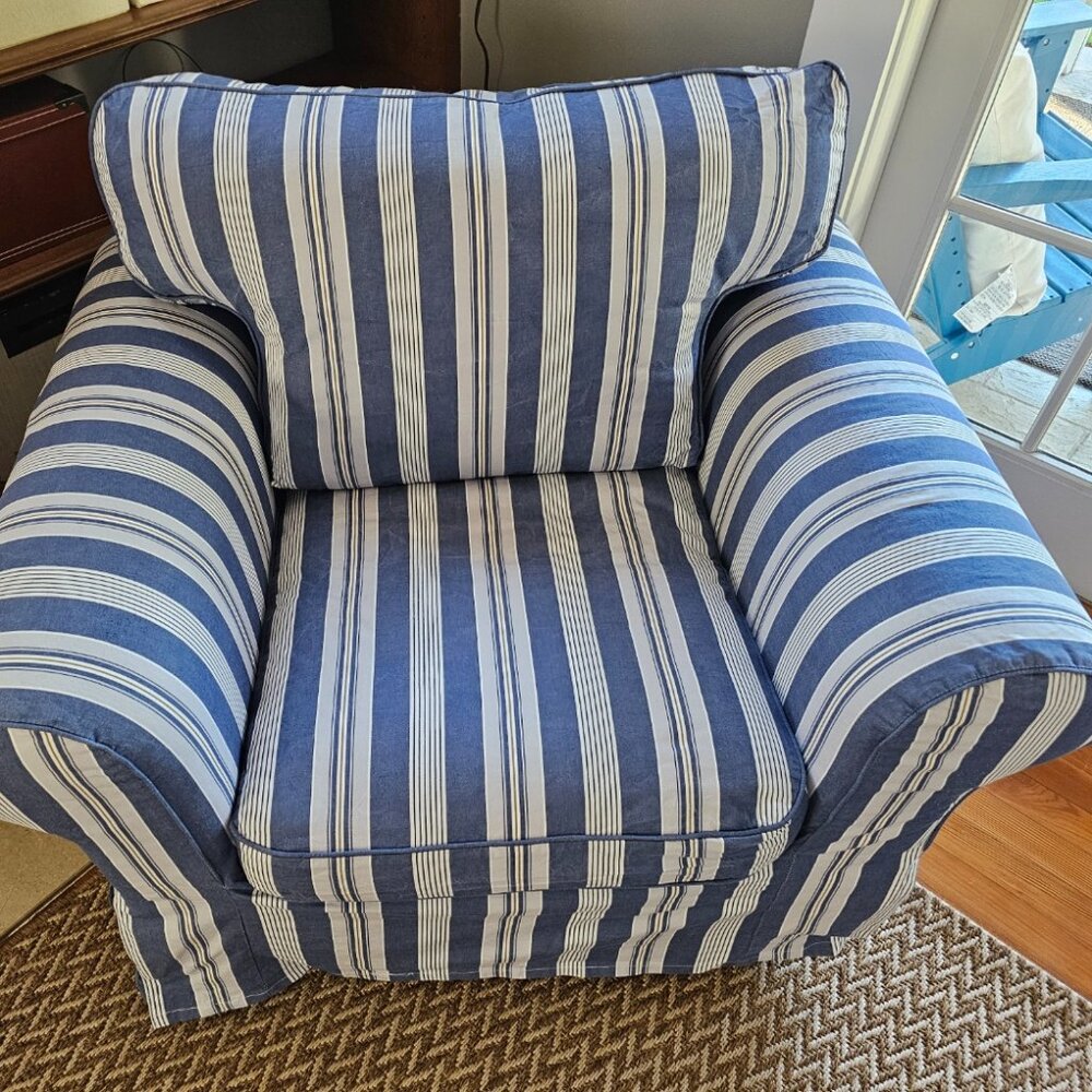 EKTORP Slipcover for IKEA EKTORP Chair Striped Blue and White